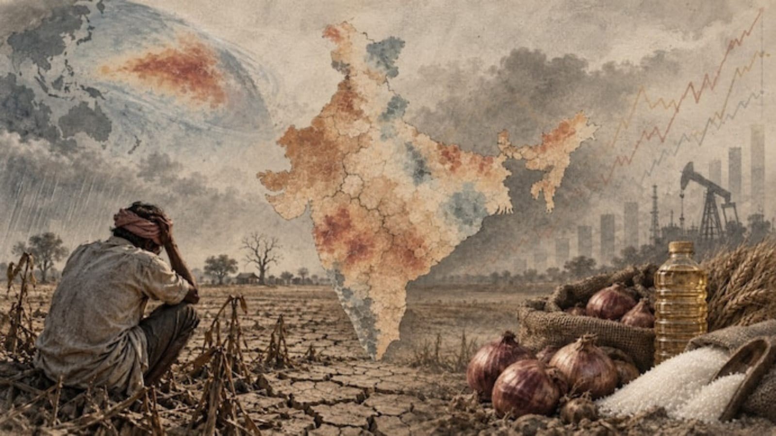रिकॉर्ड अल नीनो के बीच बढ़ी खाद्य महंगाई, प्याज दोगुना