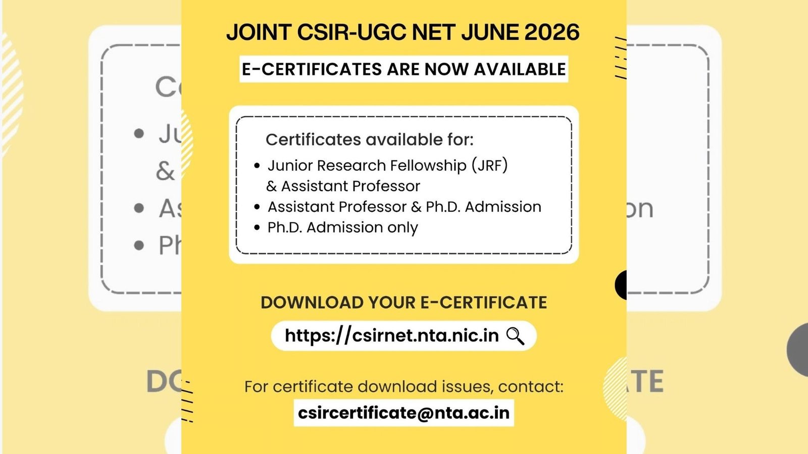 Joint CSIR UGC NET June 2026 E-Certificate Released: Check Download Details