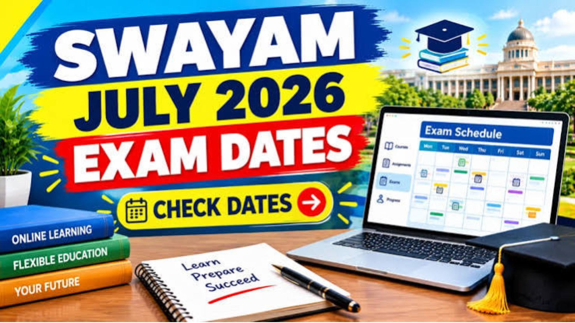 SWAYAM July 2026 semester exam registration is open from October 9 to October 31, with examinations scheduled for December 8–12.