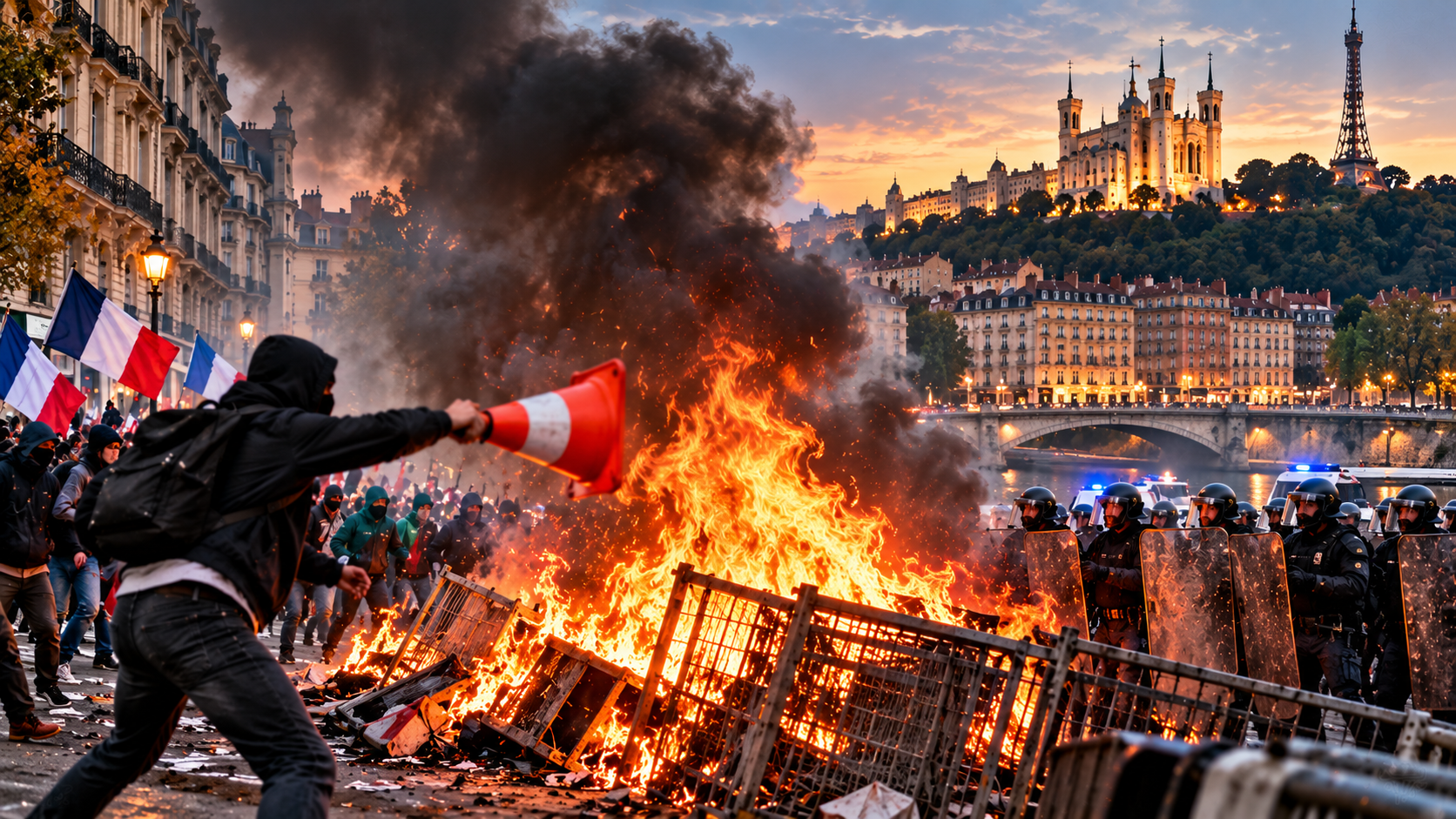 Lyon Bans All Protests on October 24 After Violent Riots in France
