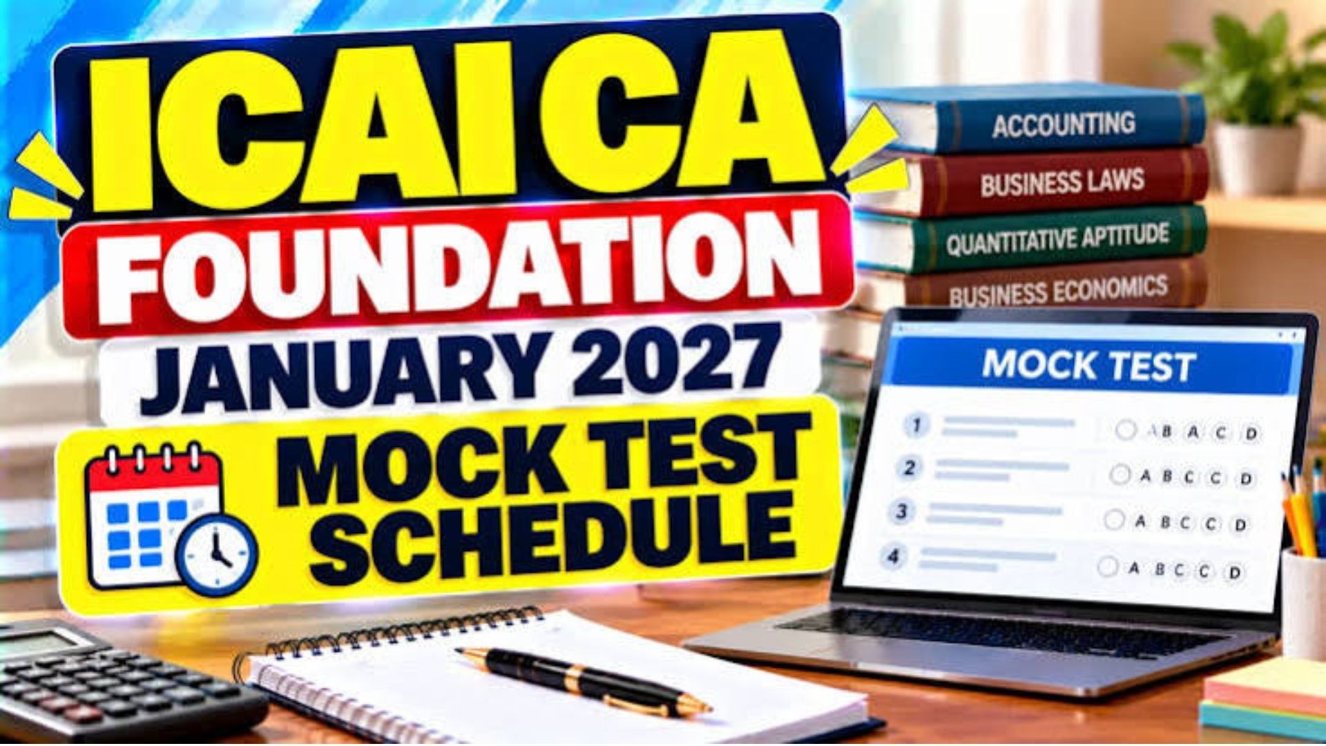 ICAI's CA Foundation January 2027 mock tests will be held in two series during December 2026 to help candidates prepare for the examination.