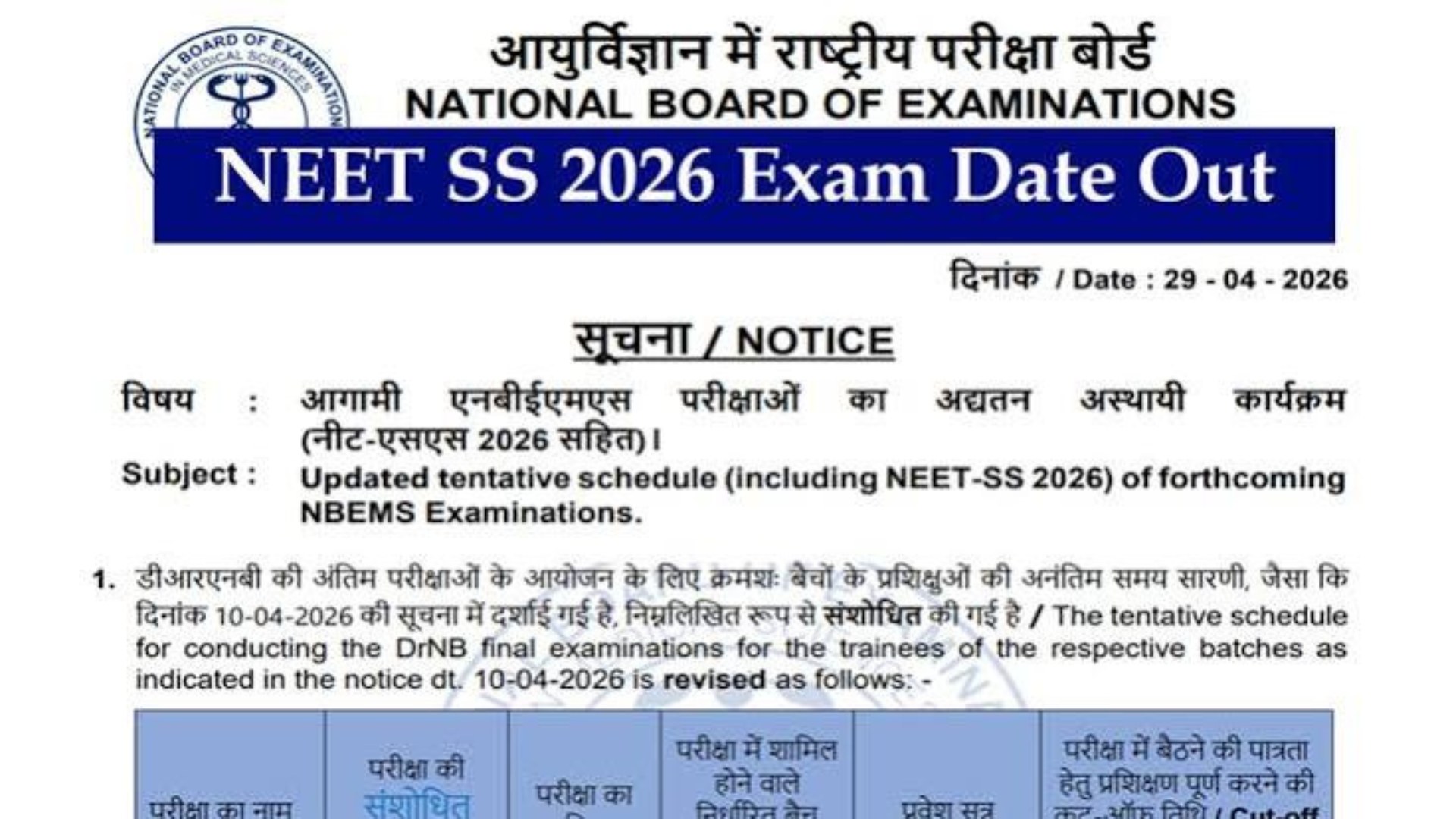 NEET SS 2026 Registration Begins, Exam on December 11–12